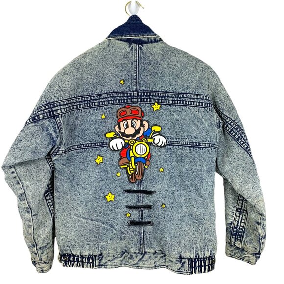 Vintage Horizon Outer Wear Jacket Adult Large Acid Wash Mario Blue Jean Denim - Picture 1 of 16